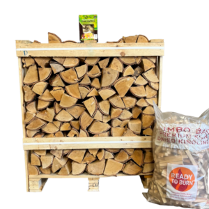 Kiln Dried Ash 10″ Logs in Crate & FREE Jumbo bag kindling & box of Wood Wool Firelighters