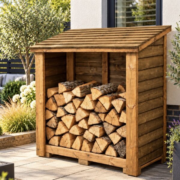 Heavy Duty Medium Wooden Log Store, 120x77x135 cm