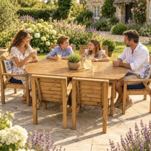 6FT Wooden Garden Furniture Dining Set with 6 Chairs