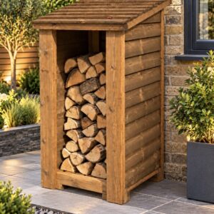 Heavy Duty Small Wooden Log Store, 65x77x135cm