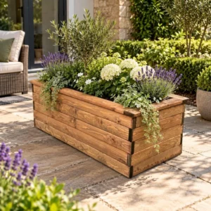 Large Wooden Trough Planter, 95x50x38 cm